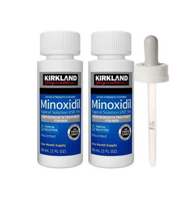 Kirkland Minoxidil 5% Topical Solution Extra Strength Hair Regrowth Treatment for Men Hair & Beard Drop with Derma Roller  (1 month supply)