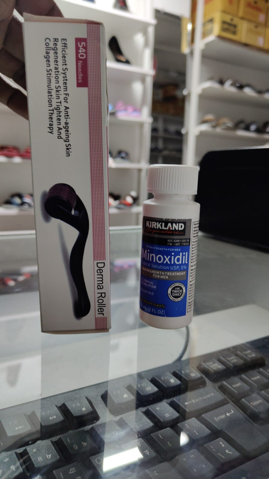 Kirkland Minoxidil 5% Topical Solution Extra Strength Hair Regrowth Treatment for Men Hair & Beard Drop with Derma Roller  (1 month supply)