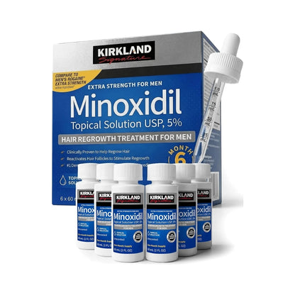 Kirkland Minoxidil 5% Topical Solution Extra Strength Hair Regrowth Treatment for Men Hair & Beard Drop with Derma Roller  (1 month supply)
