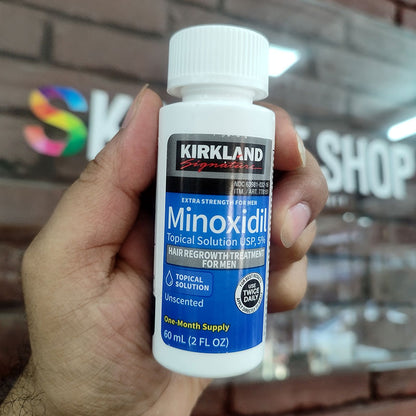Kirkland Minoxidil 5% Topical Solution Extra Strength Hair Regrowth Treatment for Men Hair & Beard Drop with Derma Roller  (1 month supply)