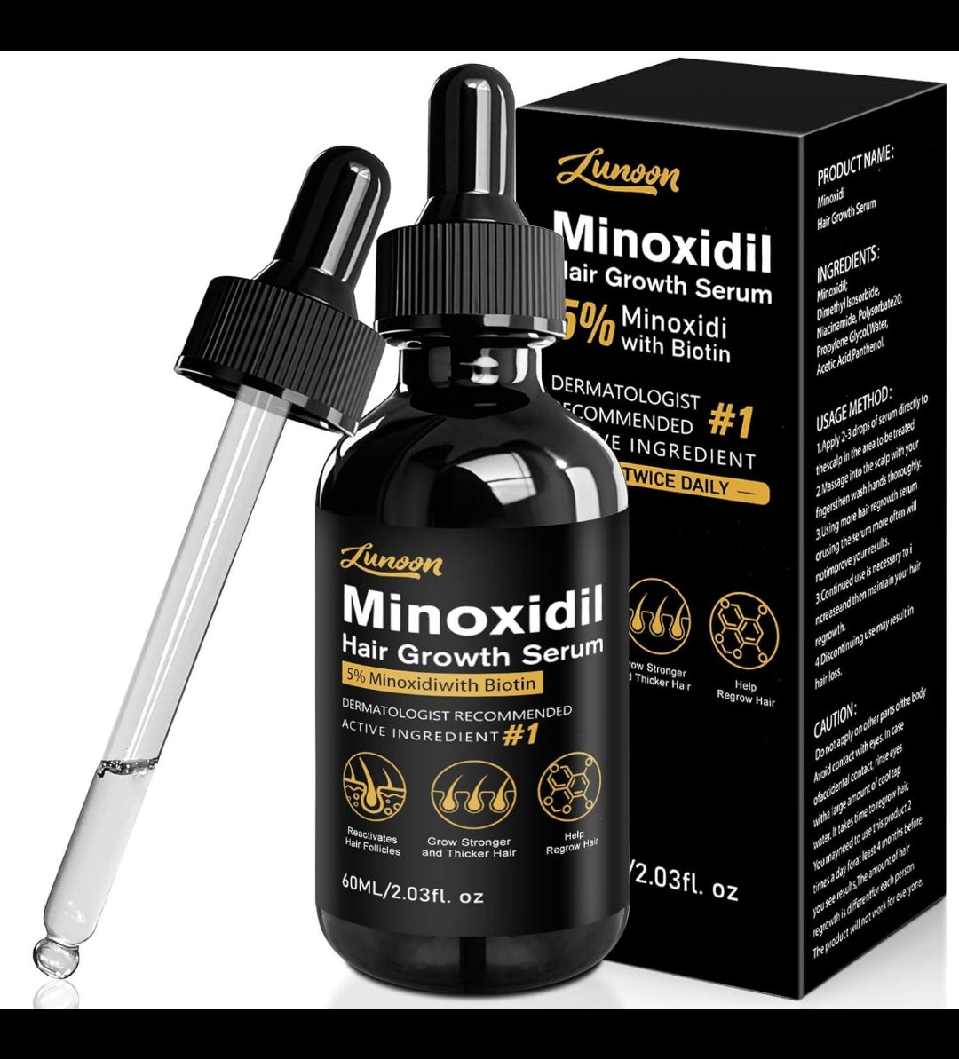 5% Minoxidil for Men Women Hair Growth, Hair Growth minoxidil for men beard Regrowth Treatments, Extra Strength Minoxidil Hair Oil for Thicker Longer Fuller Healthier Hair, US Cetifications