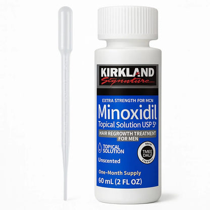 Kirkland Minoxidil 5% Topical Solution Extra Strength Hair Regrowth Treatment for Men Hair & Beard Drop with Derma Roller  (1 month supply)